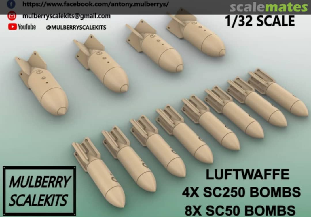 Boxart 4x SC250 Bombs, 8x SC50 Bombs Mulberry Scalekits Boxart 4x SC250 Bombs, 8x SC50 Bombs Mulberry Scalekits