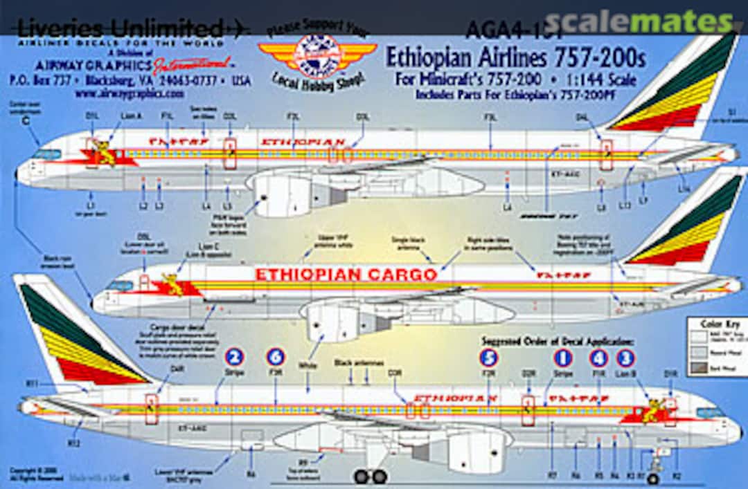 Boxart Ethiopian Airlines 757-200s AGA4-151 Liveries Unlimited/Airway Graphics Boxart Ethiopian Airlines 757-200s AGA4-151 Liveries Unlimited/Airway Graphics