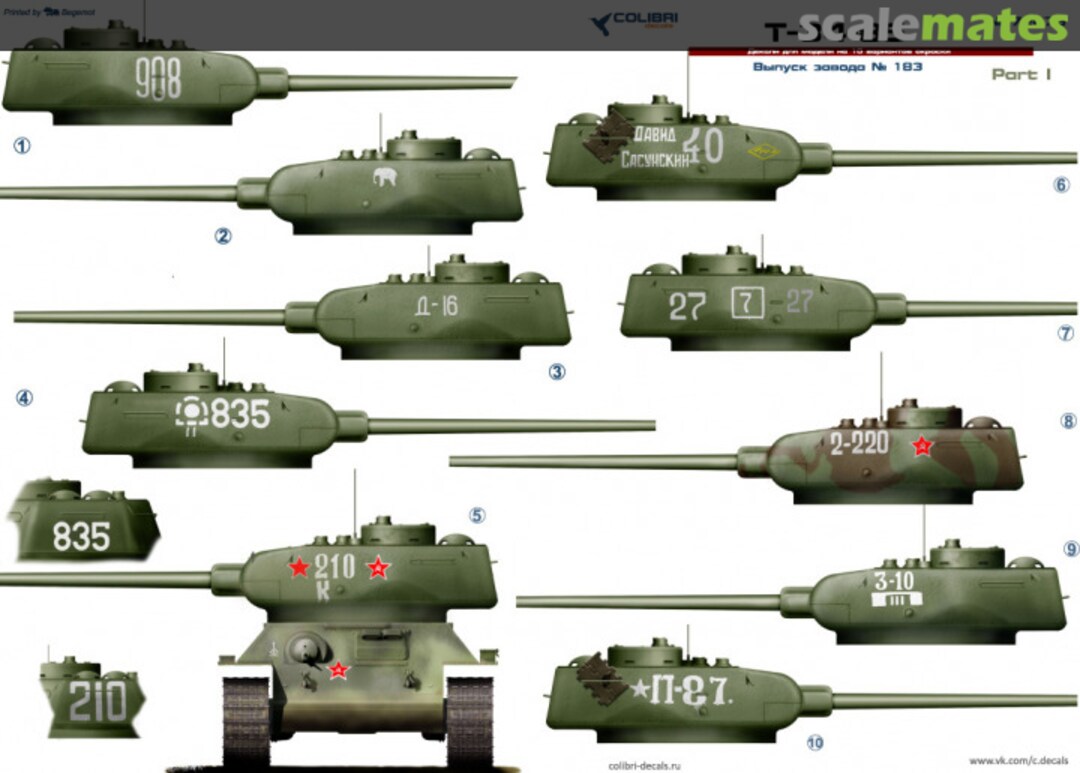 Boxart T-34-85 factory 183. Part I 72076 Colibri Decals Boxart T-34-85 factory 183. Part I 72076 Colibri Decals