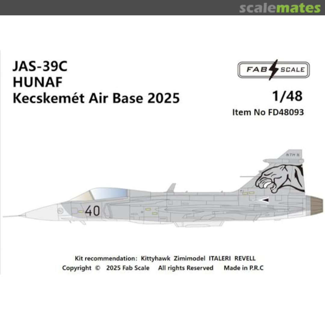 Boxart JAS-39C HUNAF Kecskemét Air Base 2025 FD48093 Fab Scale