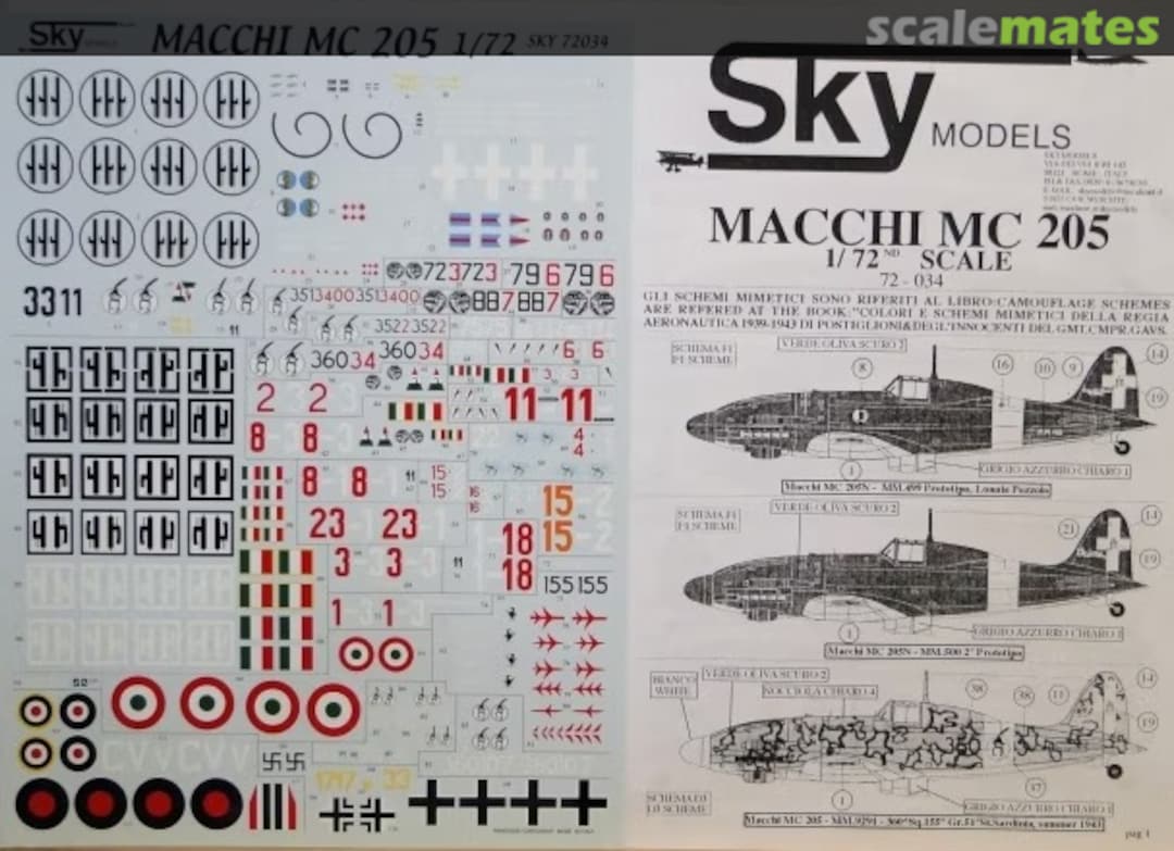 Boxart Macchi MC 205 72-034 Sky Models Boxart Macchi MC 205 72-034 Sky Models