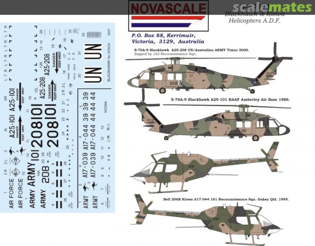 Boxart Blackhawk & Kiowa Helicopters - A.D.F. Decals N-35034 Novascale Boxart Blackhawk & Kiowa Helicopters - A.D.F. Decals N-35034 Novascale
