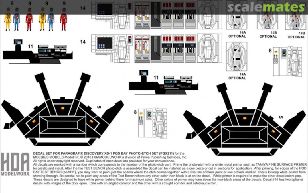 Boxart Decals for the PARAGRAFIX DISCOVERY XD-1 POD BAY Photoetch Set IN0524 HDA Modelworx