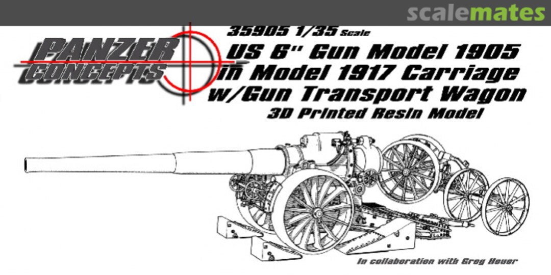 Boxart US 6" Gun Model 1905 in Model 1917 Carriage w/Gun Transport Wagon 35905 Panzer Concepts