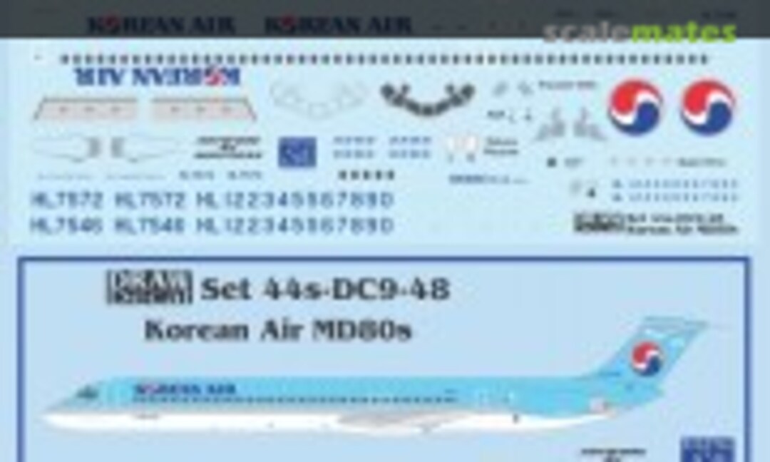 1:144 Korean Air MD80s (Draw Decal 44-DC9-48) 44-DC9-48