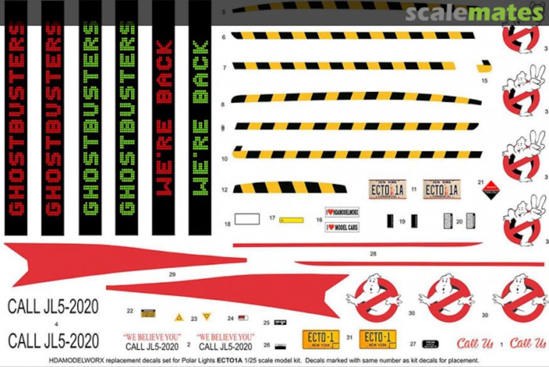 Boxart Replacement Decals for the ECTO1A IN0551 HDA Modelworx