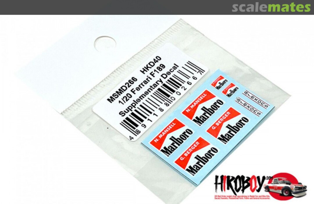 Boxart Ferrari F189 Additional Decals MSMD266 MSM Creation