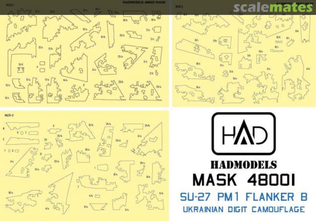 Boxart Su-27 PM1 Flanker B Ukrainian digital camouflage painting mask MASK48001 HADmodels Boxart Su-27 PM1 Flanker B Ukrainian digital camouflage painting mask MASK48001 HADmodels