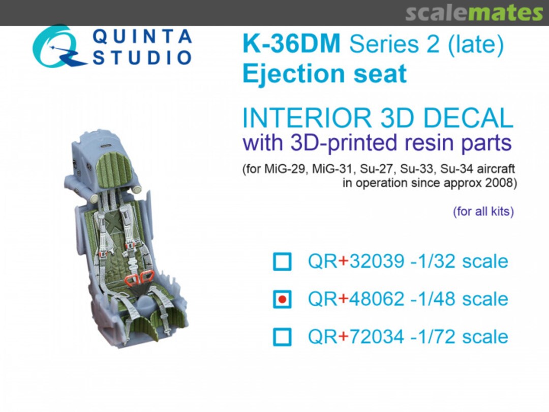 Boxart K-36DM Series2 (late) ejection seat QR+48062 Quinta Studio Boxart K-36DM Series2 (late) ejection seat QR+48062 Quinta Studio