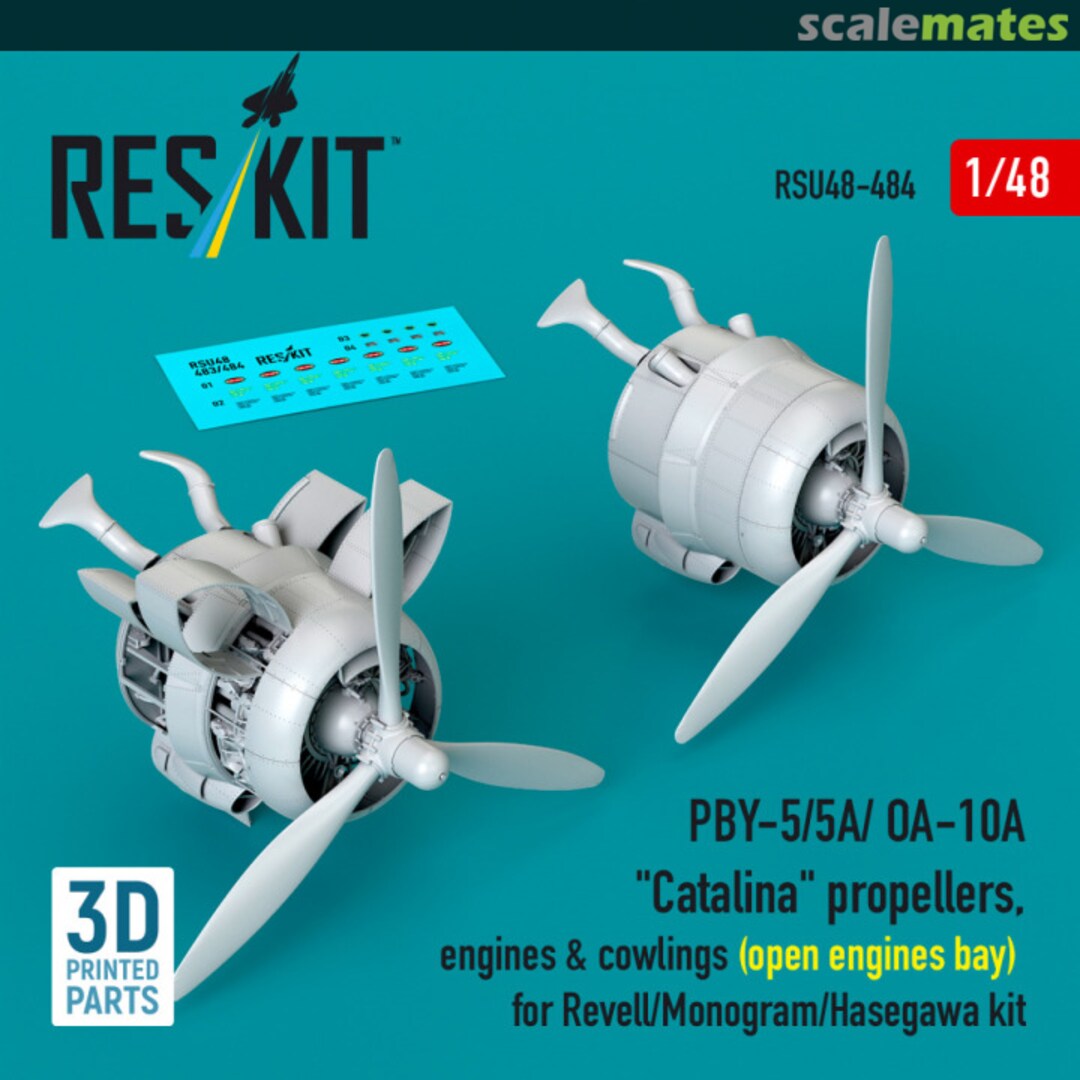 Boxart PBY-5/5A/ OA-10A Catalina propellers, engines & cowlings (open engines bay) RSU48-0484 ResKit Boxart PBY-5/5A/ OA-10A Catalina propellers, engines & cowlings (open engines bay) RSU48-0484 ResKit