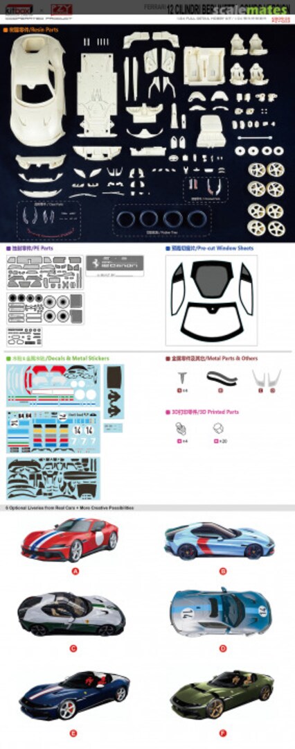Contents Ferrari 12 Cilindri Berlinetta Combo Version KB08-25 KitBox & PZY Model