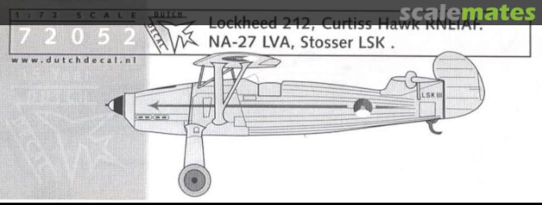 Boxart Lockheed 212, Curtiss Hawk RNEIAF. NA-27 LVA, Stosser LSK . 72052 Dutch Decal Boxart Lockheed 212, Curtiss Hawk RNEIAF. NA-27 LVA, Stosser LSK . 72052 Dutch Decal