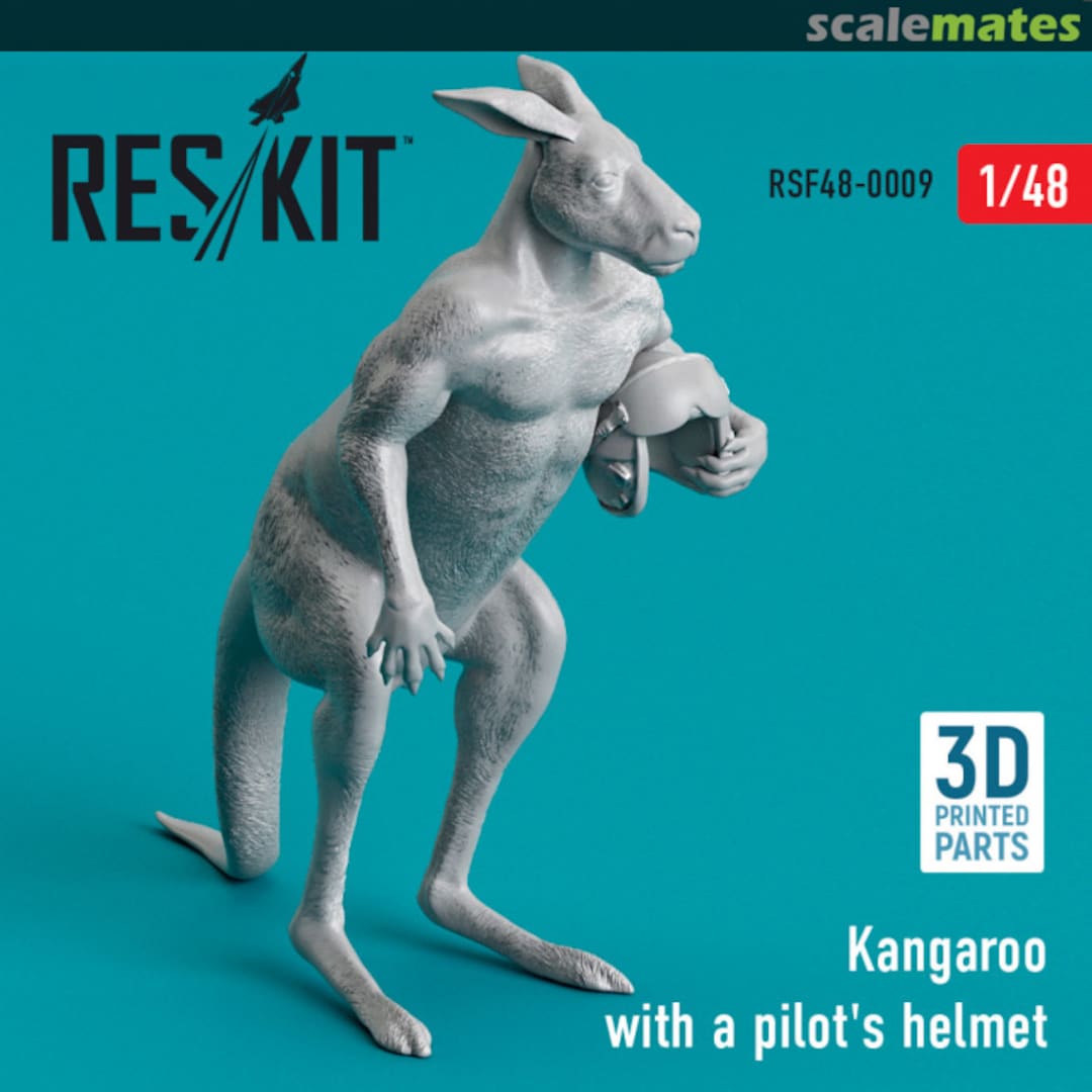 Boxart Kangaroo with a pilot's helmet (3D Printed) RSF48-0009 ResKit Boxart Kangaroo with a pilot's helmet (3D Printed) RSF48-0009 ResKit