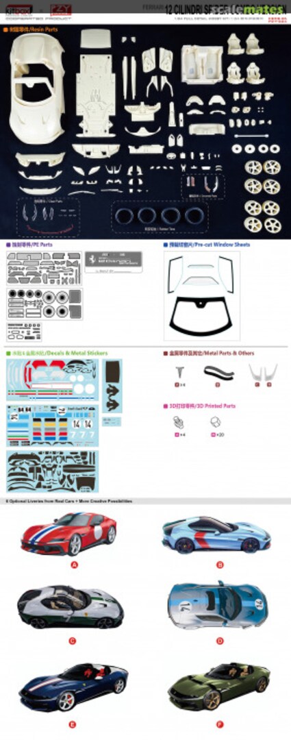 Contents Ferrari 12 Cilindri Spider Combo Version KB08-26 KitBox & PZY Model Contents Ferrari 12 Cilindri Spider Combo Version KB08-26 KitBox & PZY Model