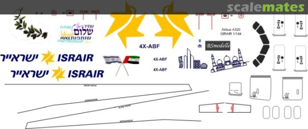 Contents Airbus A320 ISRAIR decals BSM-200555_1 BSmodelle Contents Airbus A320 ISRAIR decals BSM-200555_1 BSmodelle