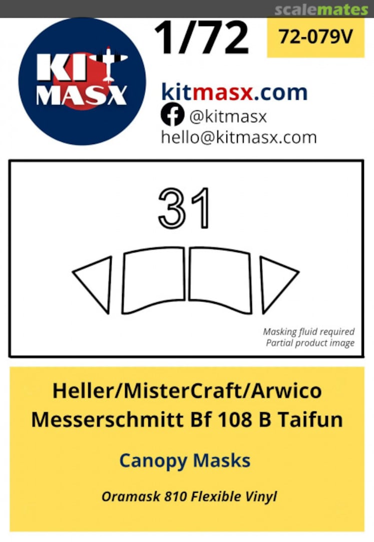 Boxart Messerschmitt Bf 108 B Taifun Canopy Masks 72-079V Kit Masx Boxart Messerschmitt Bf 108 B Taifun Canopy Masks 72-079V Kit Masx