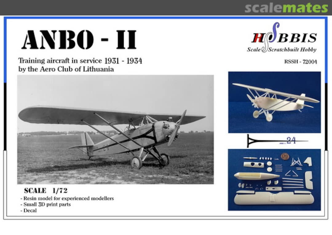 Boxart ANBO-II Lithuanian training aircraft in service 1931-1934 RSSH-72004 RSS-Hobbis