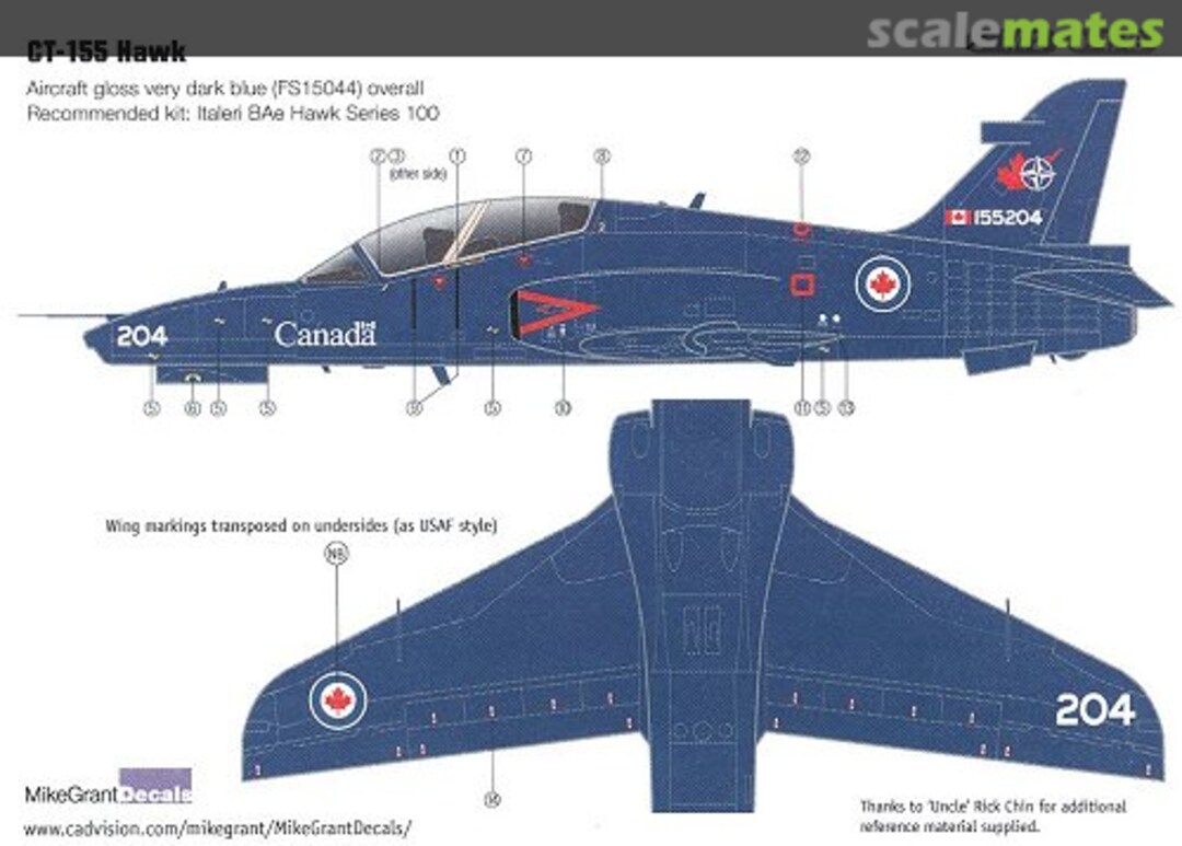 Boxart BAe Hawk CT-155 48-031 Mike Grant Decals