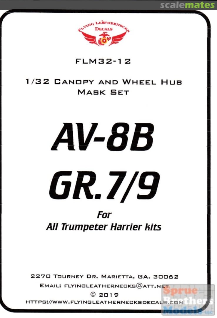 Boxart AV-8B Gr.7/9 Harrier Canopy & Wheel Hub Mask FLM32-12 Flying Leathernecks Boxart AV-8B Gr.7/9 Harrier Canopy & Wheel Hub Mask FLM32-12 Flying Leathernecks