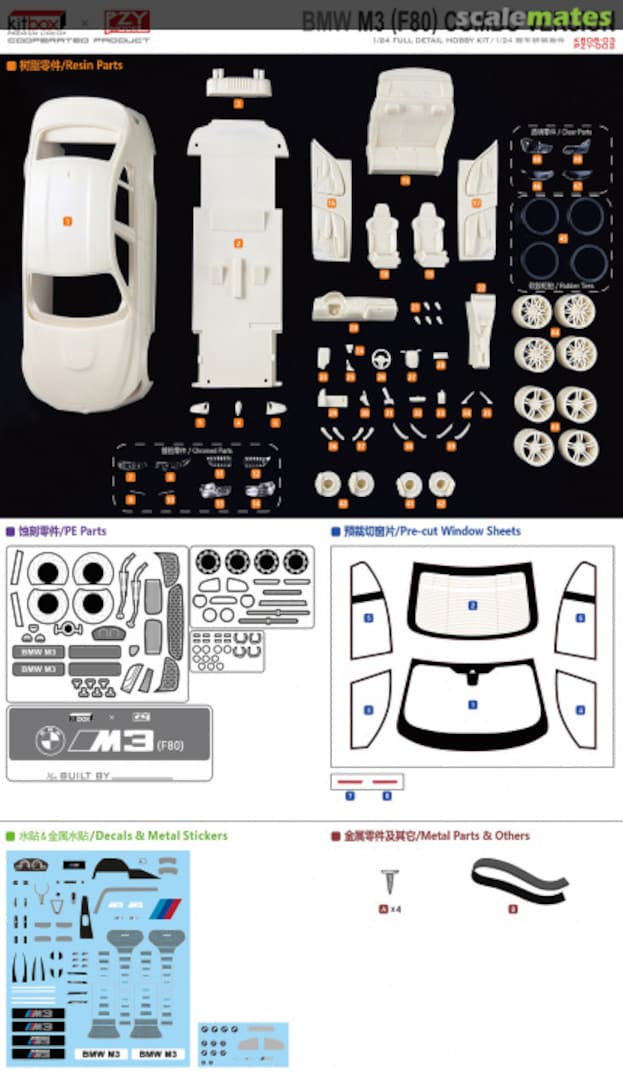 Contents BMW M3 (F80) Combo Version KB08-03 KitBox & PZY Model Contents BMW M3 (F80) Combo Version KB08-03 KitBox & PZY Model