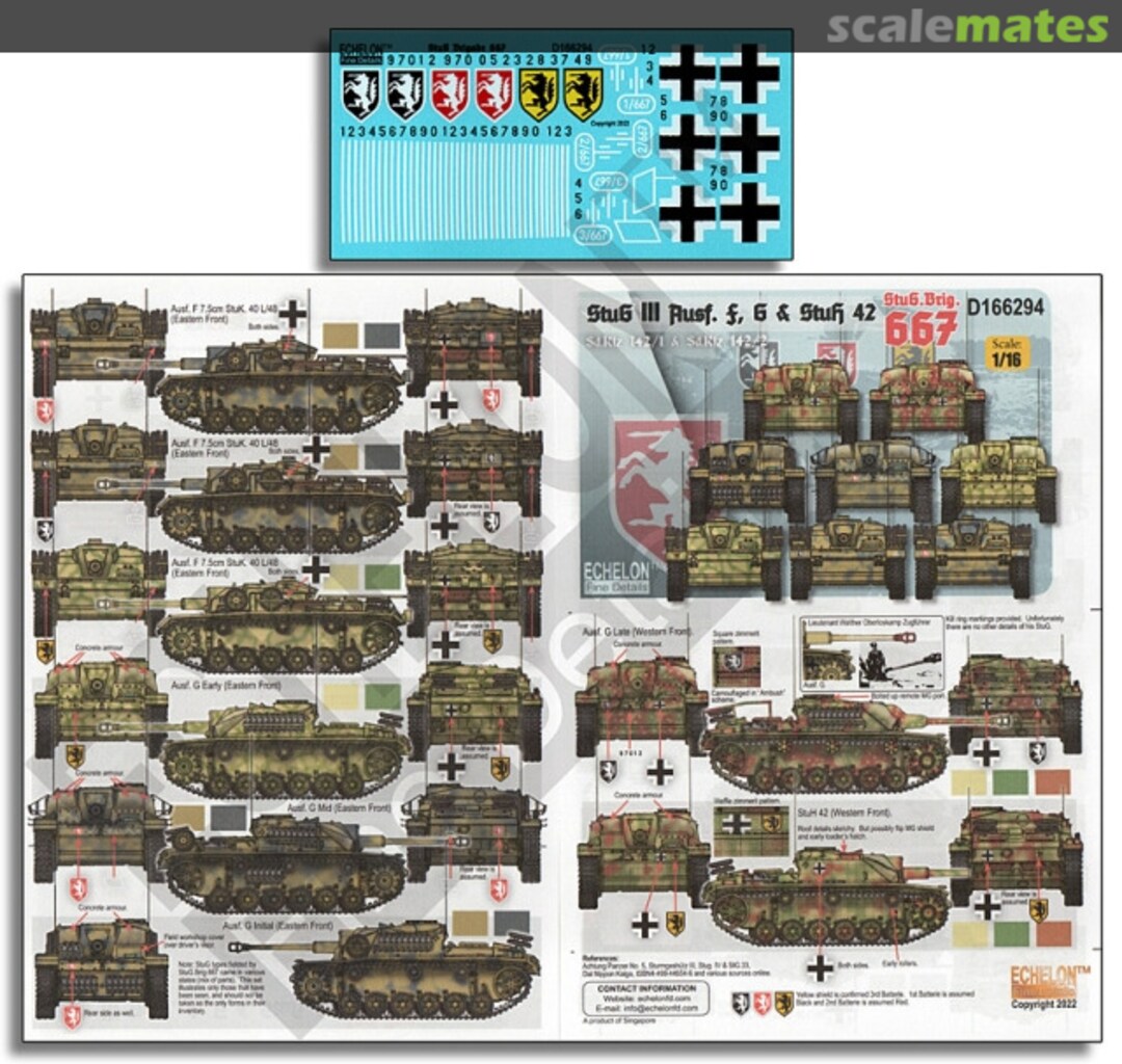 Boxart StuG III Ausf. F, G & StuH 42 of StuG. Brig. 667 D166294 Echelon Fine Details