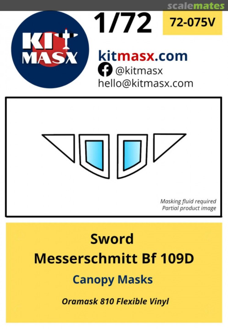 Boxart Messerschmitt Bf 109D Canopy Masks 72-075V Kit Masx