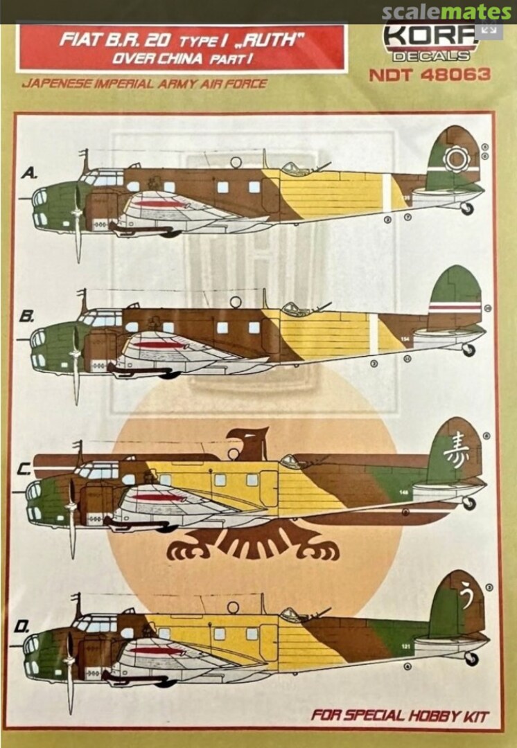 Boxart Fiat B.R. 20 Type I "Ruth" Over China Part I NDT48063 Kora Models