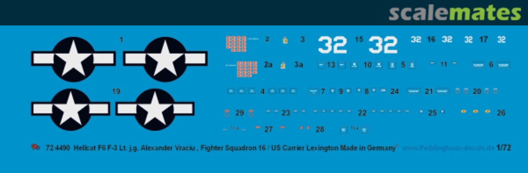 Boxart Hellcat F6F-3 Lt. j.g. Alexander Vraciu , Fighter Sqn. 16 / US Carrier Lexington 72 4490 Peddinghaus-Decals Boxart Hellcat F6F-3 Lt. j.g. Alexander Vraciu , Fighter Sqn. 16 / US Carrier Lexington 72 4490 Peddinghaus-Decals