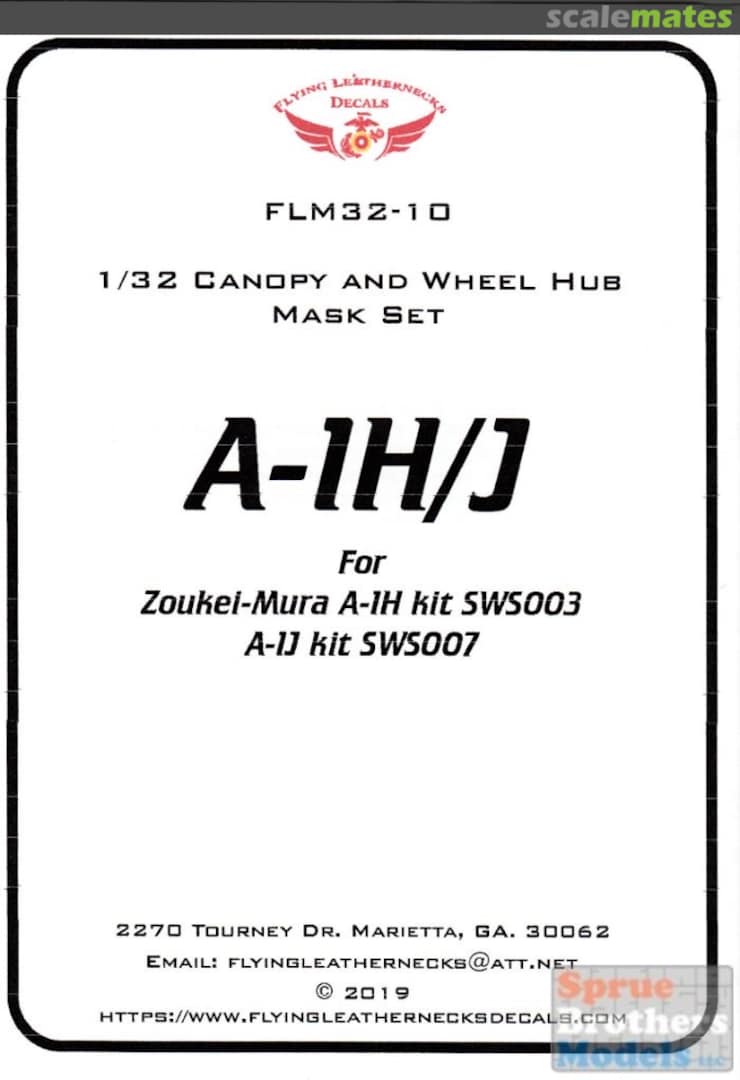 Boxart A-1H A-1J Skyraider Canopy & Wheel Hub Mask Set (ZKM kit) FLM32-10 Flying Leathernecks
