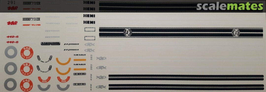 Boxart 1968 Dodge Super Bee & Charger R/T tail band 291 Fred Cady Decals Boxart 1968 Dodge Super Bee & Charger R/T tail band 291 Fred Cady Decals