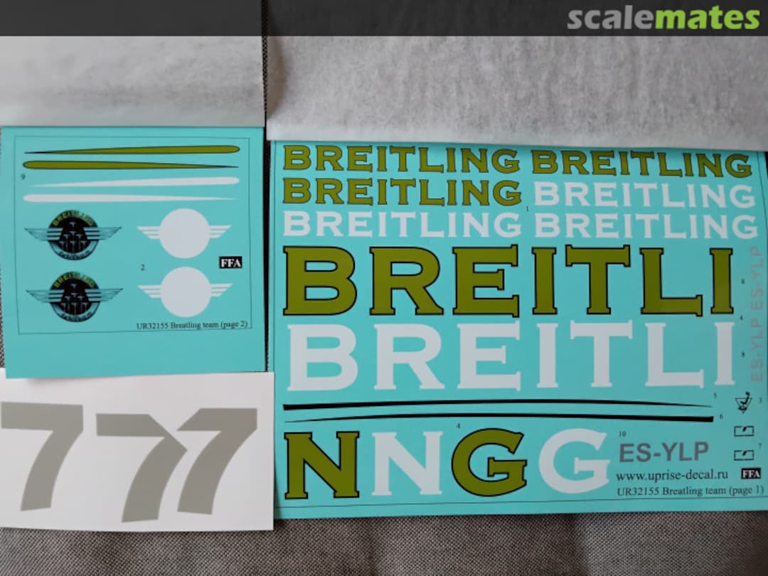 Contents L-39C Albatros "Breitling Team" UR32155 UpRise Decal Contents L-39C Albatros "Breitling Team" UR32155 UpRise Decal