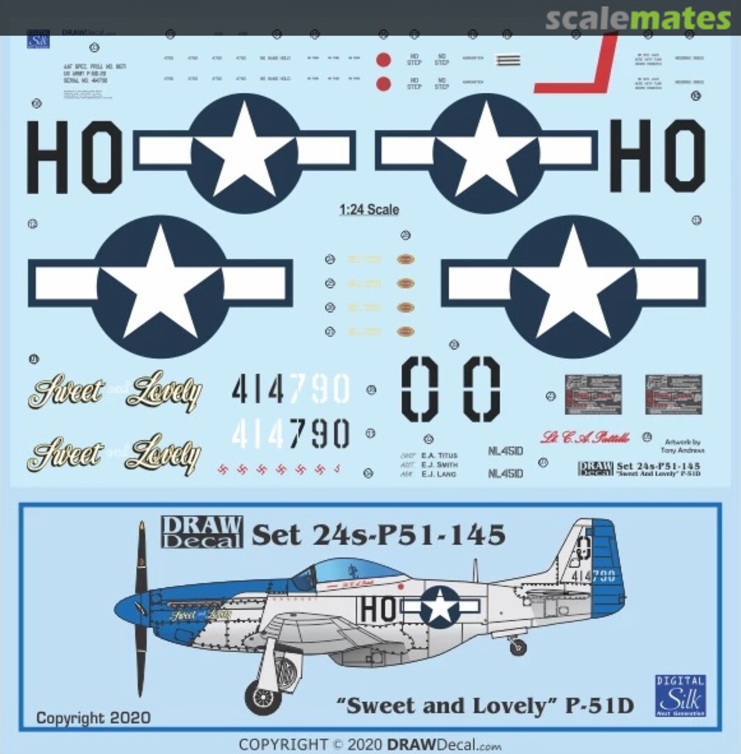 Boxart “Sweet and Lovely” P-51D 24-P51-145 Draw Decal Boxart “Sweet and Lovely” P-51D 24-P51-145 Draw Decal