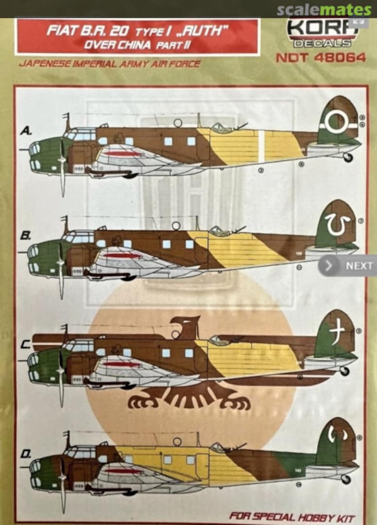 Boxart Fiat B.R. 20 Type I "Ruth" Over China Part II NDT48064 Kora Models