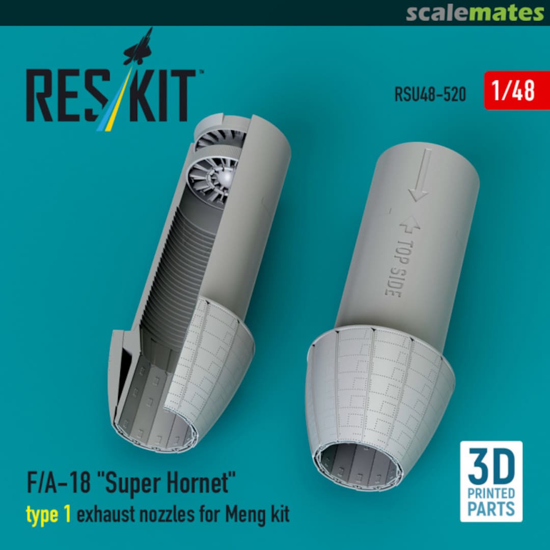Boxart F/A-18 Super Hornet type 1 exhaust nozzles (3D Printed) RSU48-0520 ResKit Boxart F/A-18 Super Hornet type 1 exhaust nozzles (3D Printed) RSU48-0520 ResKit