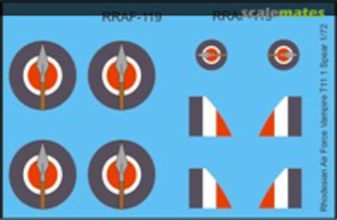 Boxart Royal Rhodesian Air Force Vampire T.11 (1 Spear) MAV-RZ7208 MAV Decals Boxart Royal Rhodesian Air Force Vampire T.11 (1 Spear) MAV-RZ7208 MAV Decals