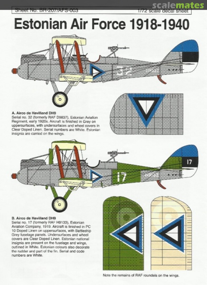 Boxart Estonian Air Force 1918-1940 BR207/AFS-003 Blue Rider Boxart Estonian Air Force 1918-1940 BR207/AFS-003 Blue Rider