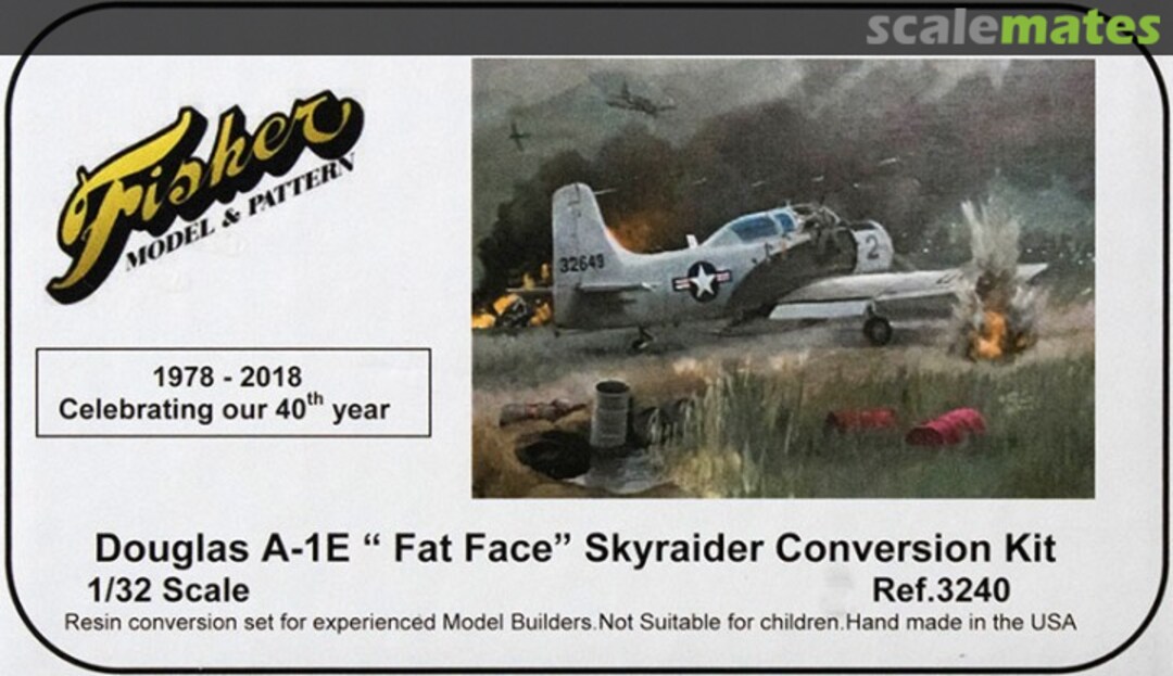 Boxart Douglas A-1E "Fat Face" Skyraider Conversion 3240 Fisher Model & Pattern
