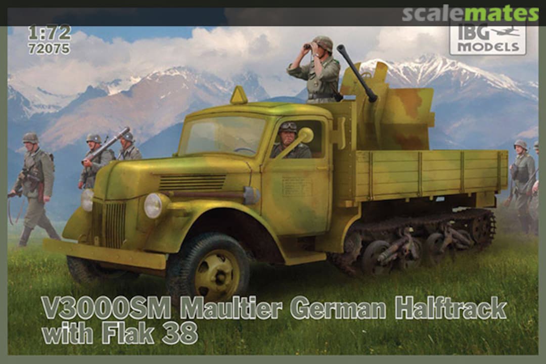 Boxart V3000SM Maultier German Halftrack with Flak 38 72075 IBG Models Boxart V3000SM Maultier German Halftrack with Flak 38 72075 IBG Models