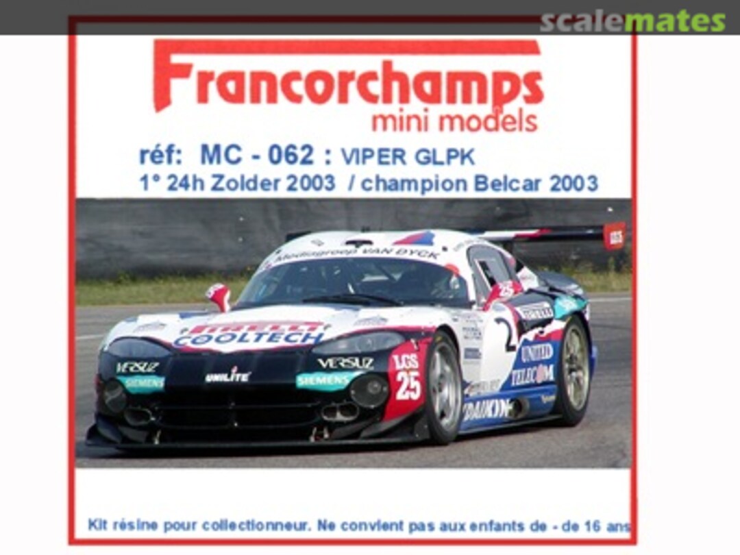 Boxart Chrysler Viper MC-062 Francorchamps Mini Models Boxart Chrysler Viper MC-062 Francorchamps Mini Models