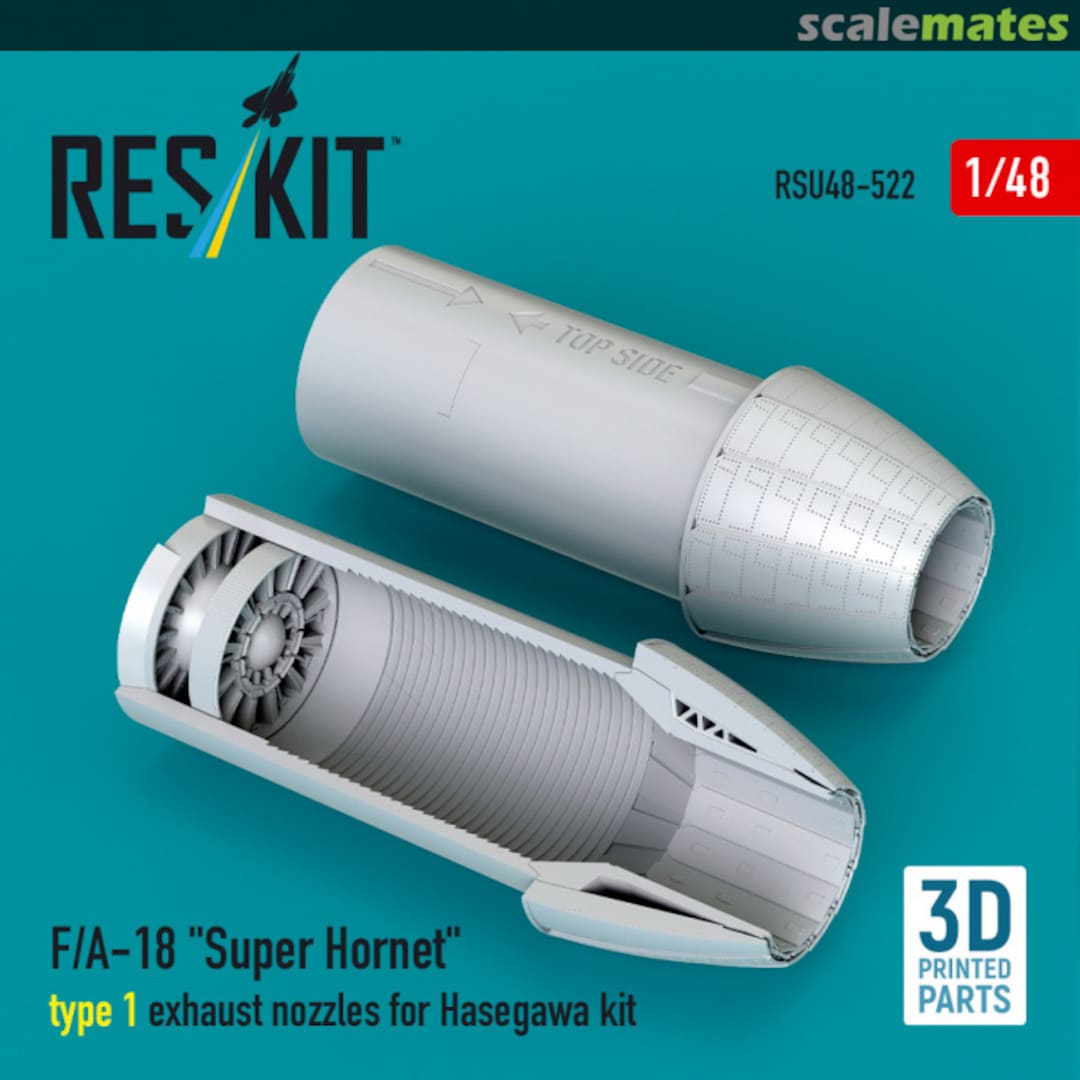 Boxart F/A-18 Super Hornet type 1 exhaust nozzles (Hasegawa) (3D Printed) RSU48-0522 ResKit Boxart F/A-18 Super Hornet type 1 exhaust nozzles (Hasegawa) (3D Printed) RSU48-0522 ResKit