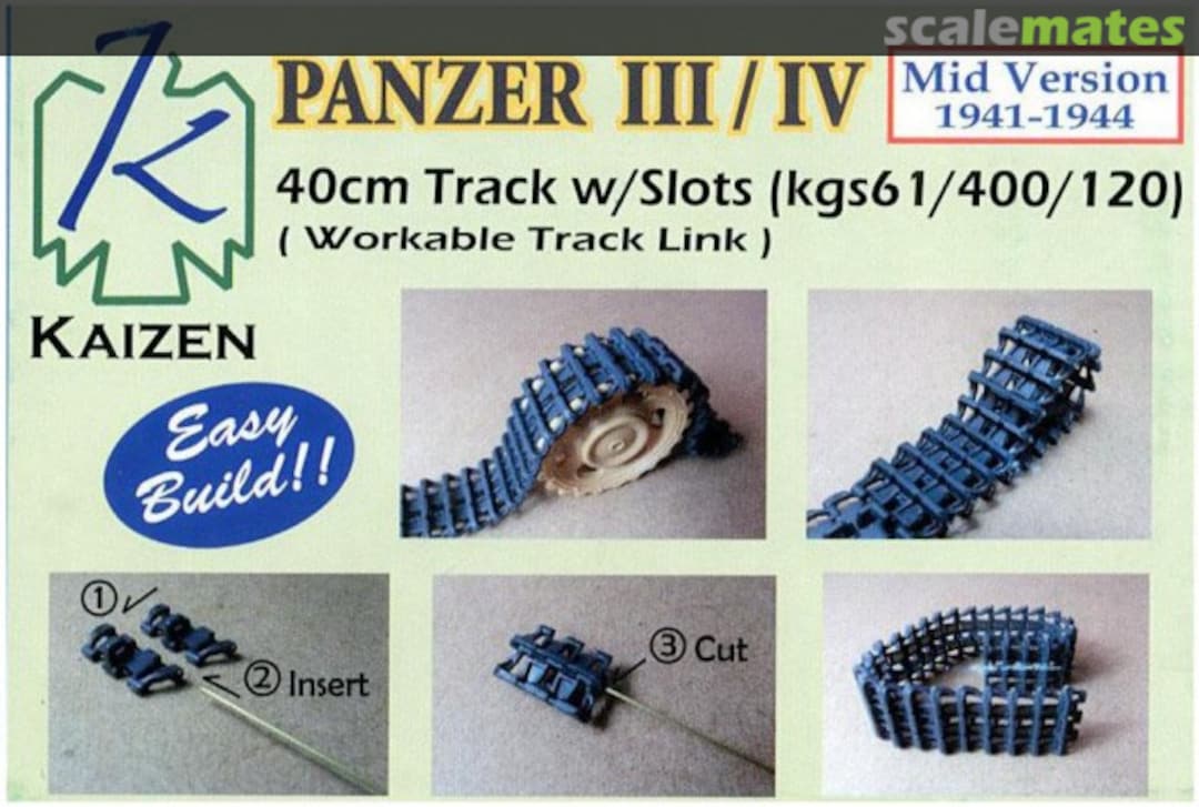 Boxart Panzer III/IV Mid Ver. 1941-1944 40cm Track w/Slots (kgs61/400/120) Workable Links 30952 Kaizen Boxart Panzer III/IV Mid Ver. 1941-1944 40cm Track w/Slots (kgs61/400/120) Workable Links 30952 Kaizen