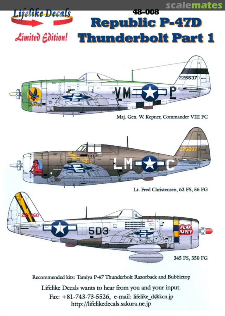 Boxart Republic P-47D Thunderbolt Part 1 48-008 Lifelike Decals Boxart Republic P-47D Thunderbolt Part 1 48-008 Lifelike Decals