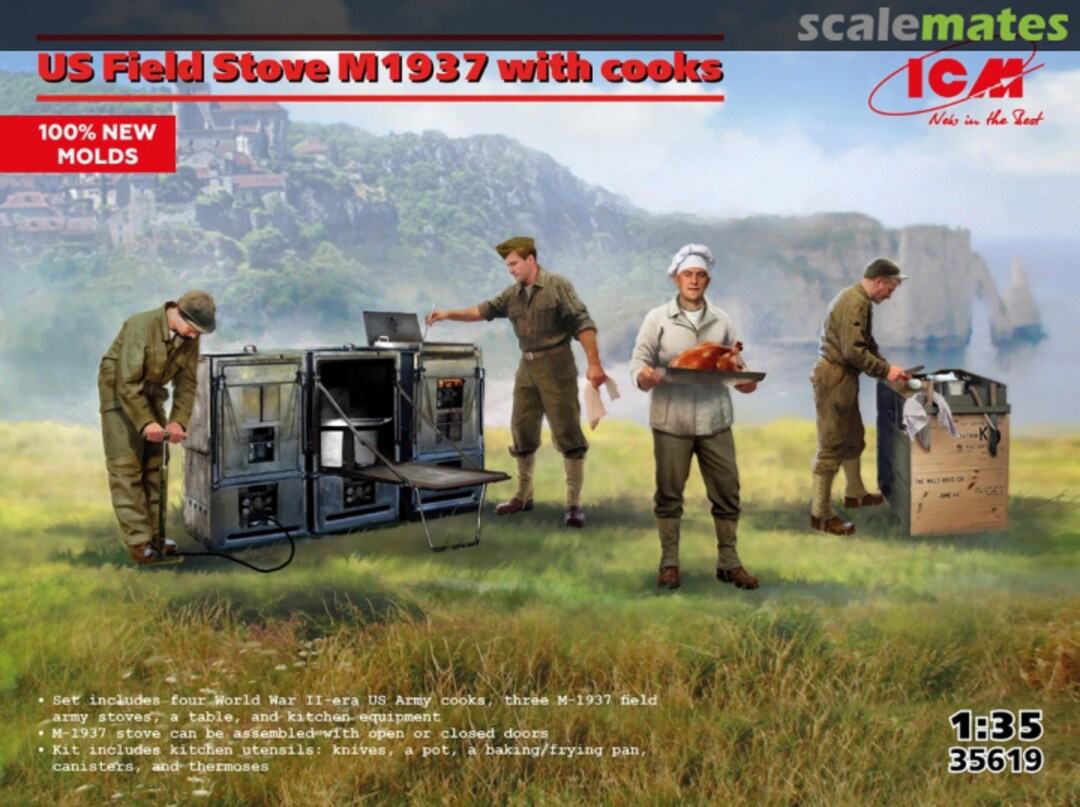 Boxart US Field Stove M1937 with Cooks 35619 ICM Boxart US Field Stove M1937 with Cooks 35619 ICM