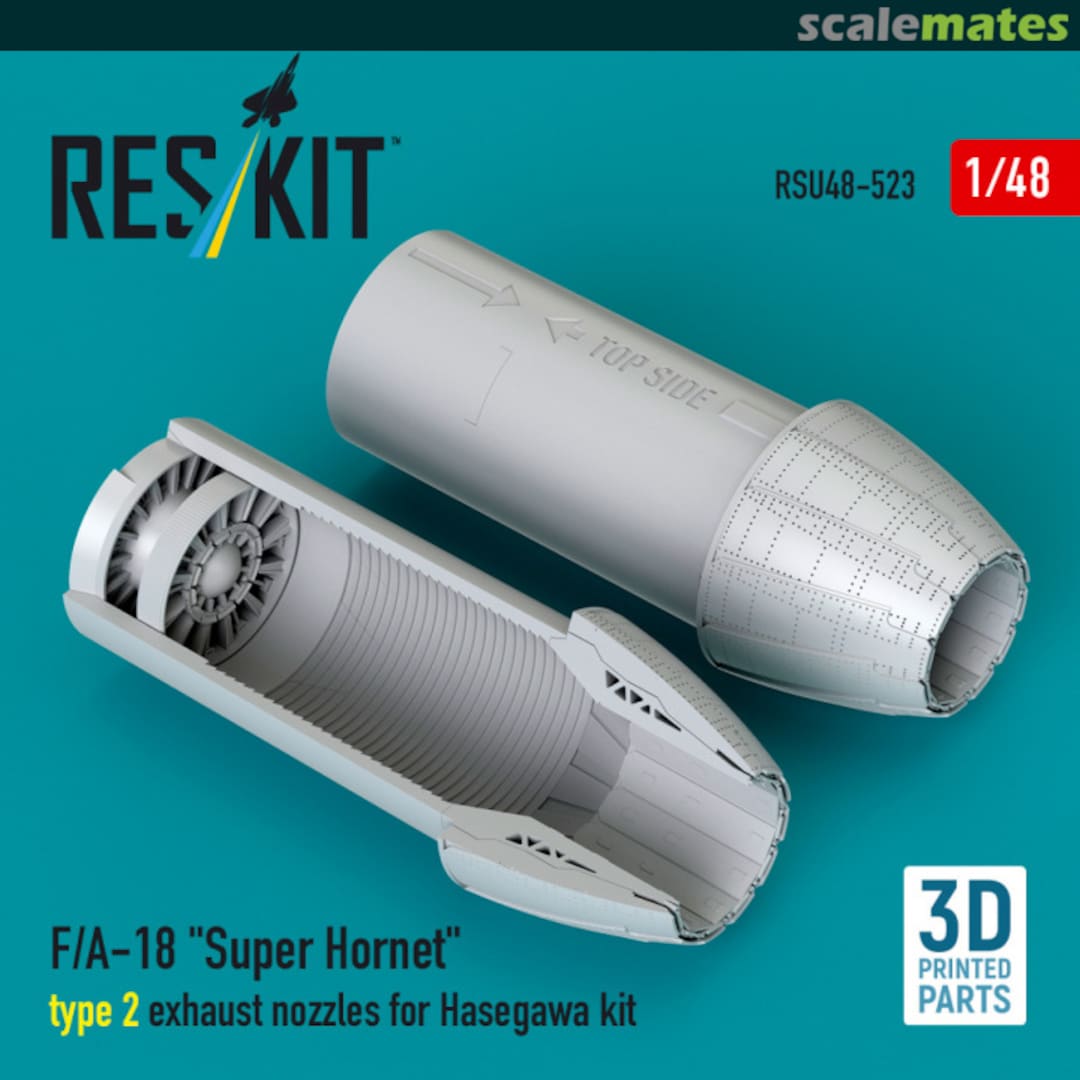 Boxart F/A-18 Super Hornet type 2 exhaust nozzles (3D Printed) RSU48-0523 ResKit Boxart F/A-18 Super Hornet type 2 exhaust nozzles (3D Printed) RSU48-0523 ResKit