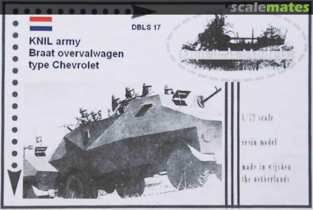 Boxart KNIL Army Braat overvalwagen Type Chevrolet DBLS17 Den Bels Models Boxart KNIL Army Braat overvalwagen Type Chevrolet DBLS17 Den Bels Models