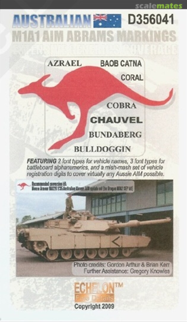 Boxart Australian M1A1 AIM Abrams Markings D356041 Echelon Fine Details Boxart Australian M1A1 AIM Abrams Markings D356041 Echelon Fine Details
