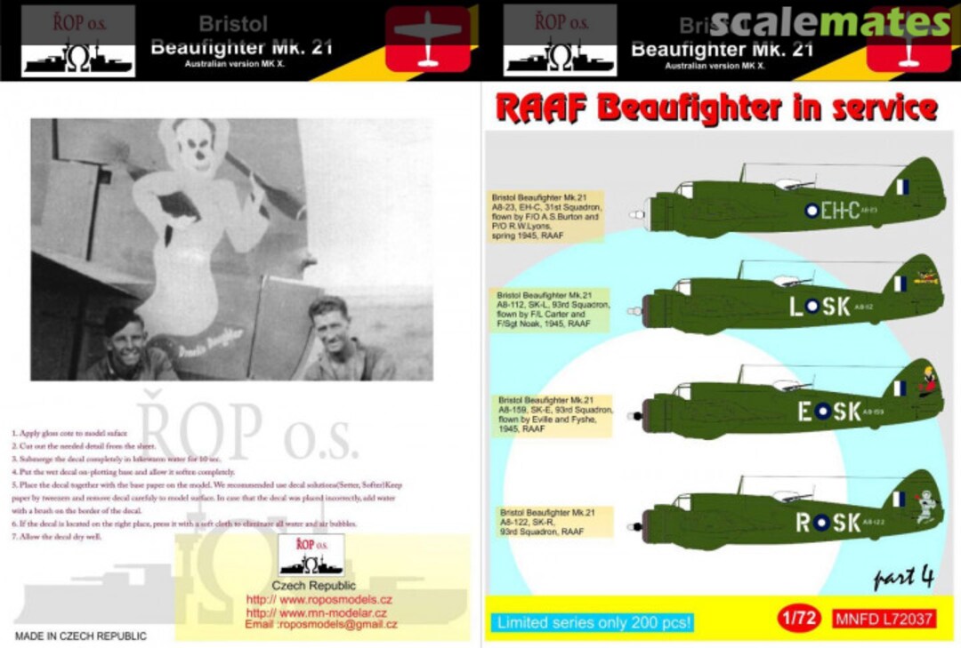 Boxart RAAF Beaufighter in service MNFD L72037 ROP o.s. Boxart RAAF Beaufighter in service MNFD L72037 ROP o.s.