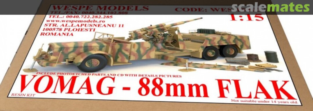 Boxart Vomag - 88mm Flak WES 15003 Wespe Models Boxart Vomag - 88mm Flak WES 15003 Wespe Models
