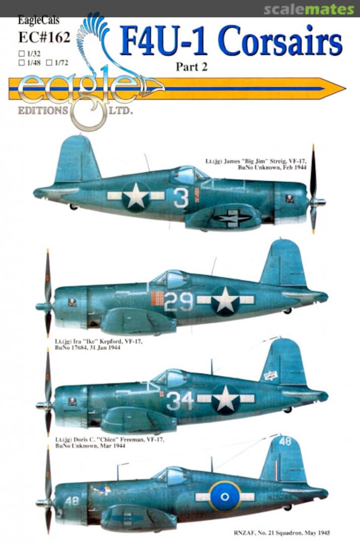 Boxart F4U-1 Corsairs EagleCals EC32-162 Eagle Editions Boxart F4U-1 Corsairs EagleCals EC32-162 Eagle Editions