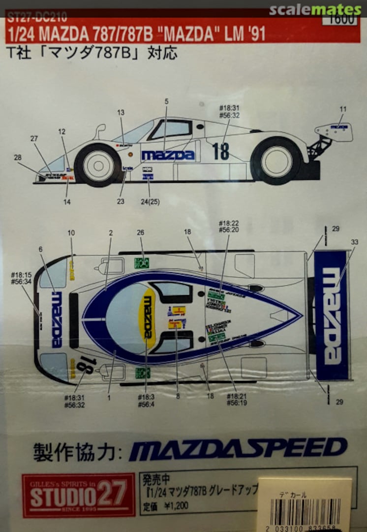 Boxart Mazda 787/787B "Mazda" LM '91 ST27-DC210 Studio27 Boxart Mazda 787/787B "Mazda" LM '91 ST27-DC210 Studio27